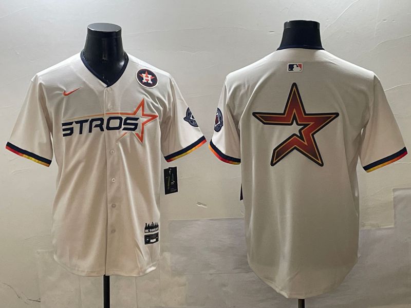 Men Houston Astros Blank Cream Three generations Joint Name 2025 Nike MLB Jersey style 11